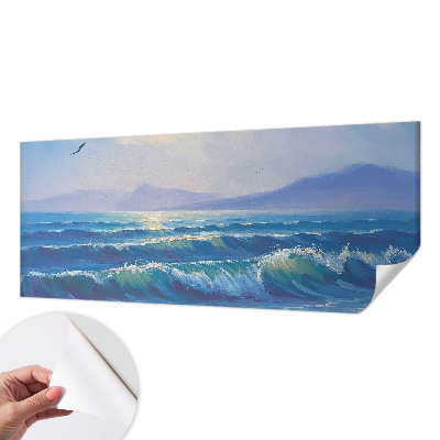 Baby room wall mural with a sea waves design