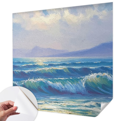 Baby room wall mural with a sea waves design
