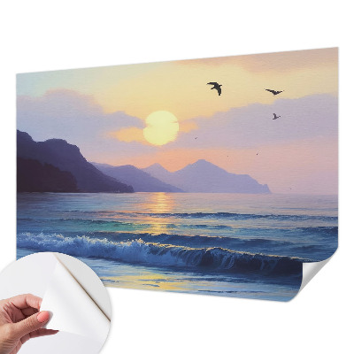 Peel and stick wall mural with a sea west design