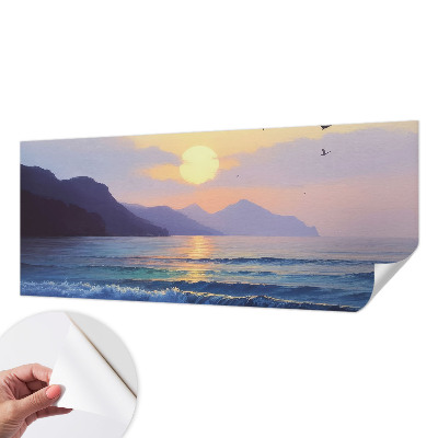 Peel and stick wall mural with a sea west design