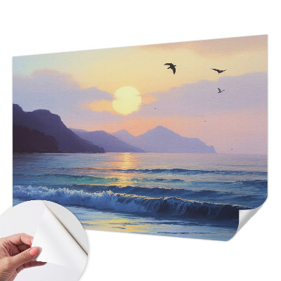 Peel and stick wall mural with a sea west design