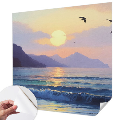 Peel and stick wall mural with a sea west design