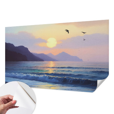 Peel and stick wall mural with a sea west design