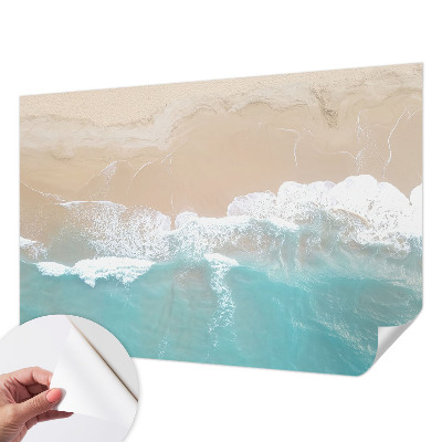Peel and stick wallpaper mural with a roaring waves design