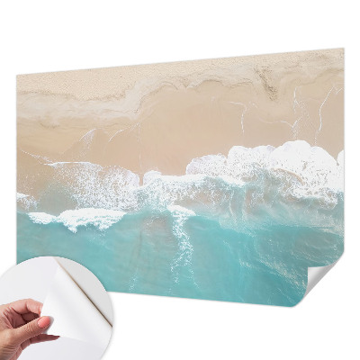 Peel and stick wallpaper mural with a roaring waves design