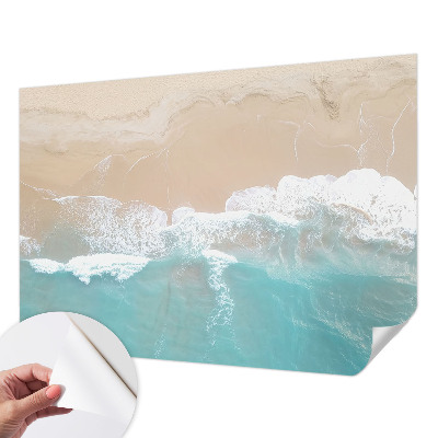 Peel and stick wallpaper mural with a roaring waves design