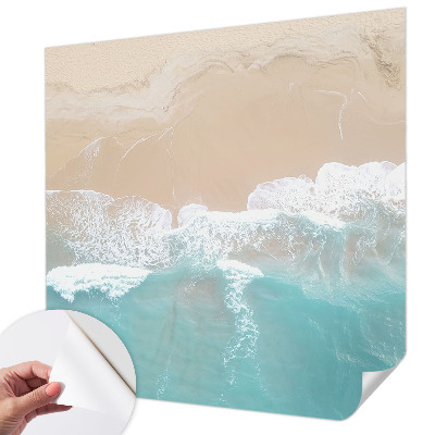 Peel and stick wallpaper mural with a roaring waves design