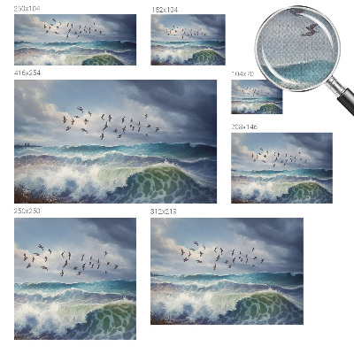 Stick-on wall mural with a sea waves design