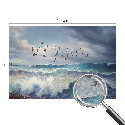 Stick-on wall mural with a sea waves design