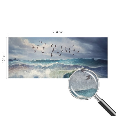 Stick-on wall mural with a sea waves design