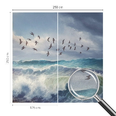 Stick-on wall mural with a sea waves design