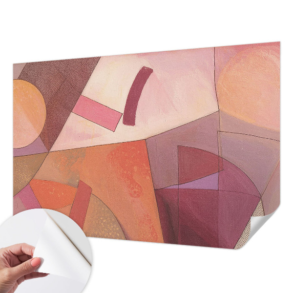 Removable wall mural wallpaper with colorful abstract forms