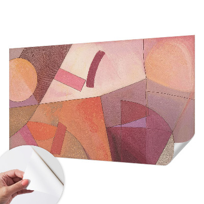 Removable wall mural wallpaper with colorful abstract forms