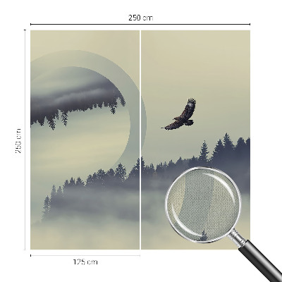 Removable wall mural with a forest landscape design