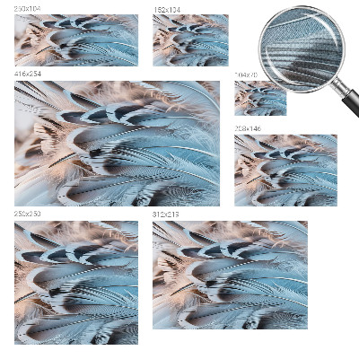 Peel and stick wall mural for bedroom Blue feathers