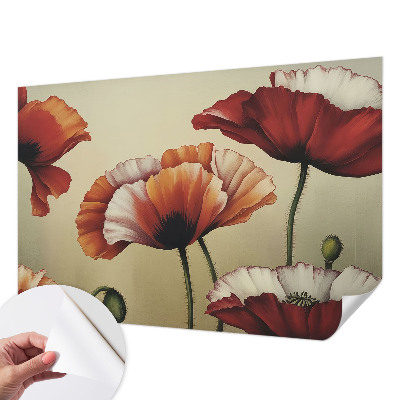 3D wall mural with a joyful poppy design