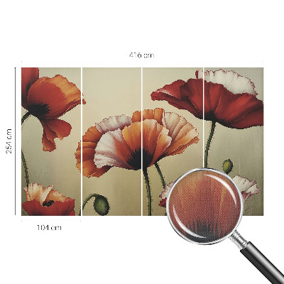 3D wall mural with a joyful poppy design