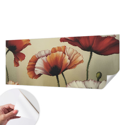 3D wall mural with a joyful poppy design