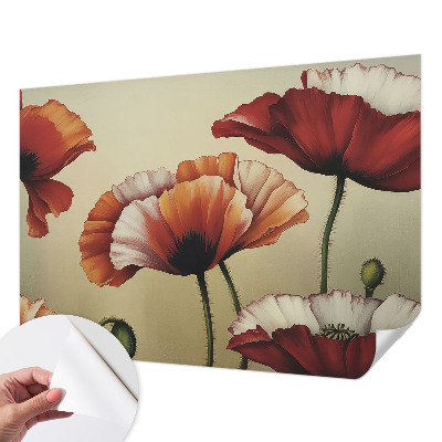 3D wall mural with a joyful poppy design