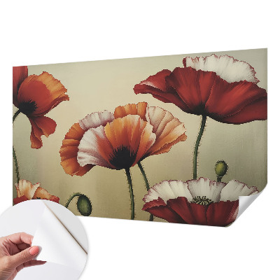 3D wall mural with a joyful poppy design