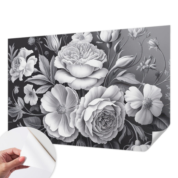 3D photo wallpaper mural with gray floral pattern