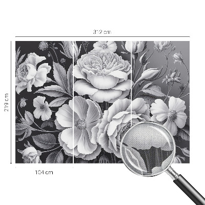3D photo wallpaper mural Gray flowers