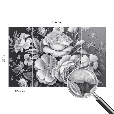3D photo wallpaper mural with gray floral pattern