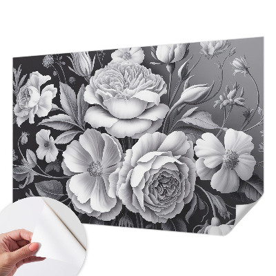3D photo wallpaper mural with gray floral pattern