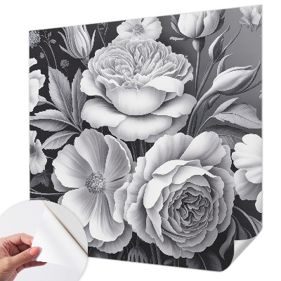 3D photo wallpaper mural with gray floral pattern