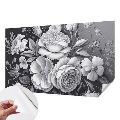 3D photo wallpaper mural with gray floral pattern