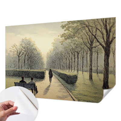 Baby room wall mural with a peaceful park scene