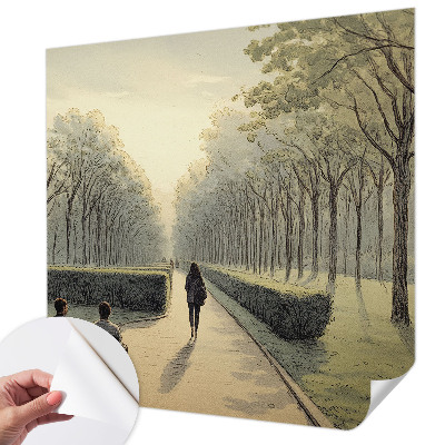 Baby room wall mural with a peaceful park scene