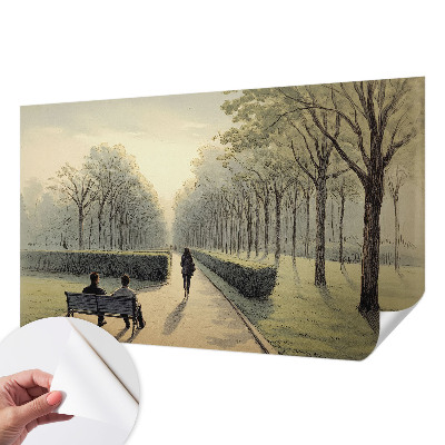 Baby room wall mural with a peaceful park scene