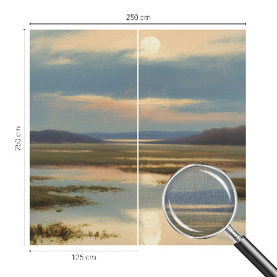 Peel and stick wall mural with an atmospheric landscape design