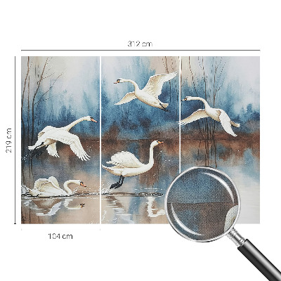 Self-adhesive wall mural featuring birds in flight