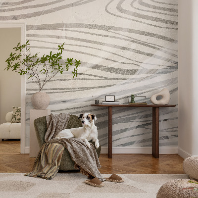 Self-adhesive photo wallpaper with a wavy line pattern