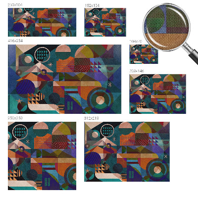 Stick-on wall mural with geometric art design