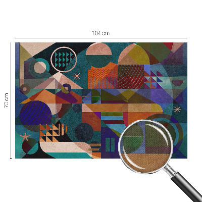 Stick-on wall mural with geometric art design