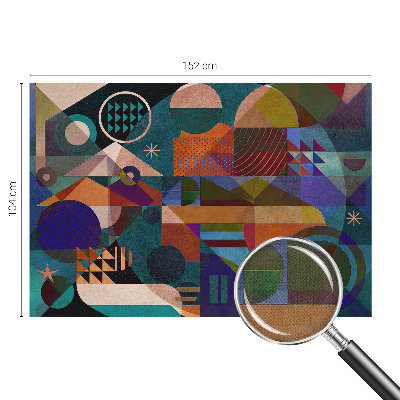 Stick-on wall mural with geometric art design