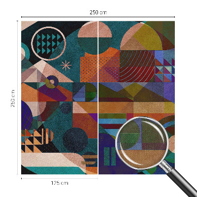 Stick-on wall mural with geometric art design
