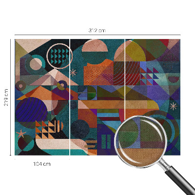 Stick-on wall mural with geometric art design