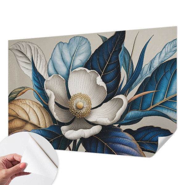 Peel and stick wall mural for living room with an elegant floral design