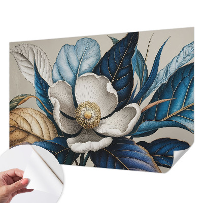 Peel and stick wall mural for living room with an elegant floral design