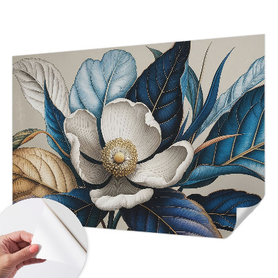 Peel and stick wall mural for living room with an elegant floral design