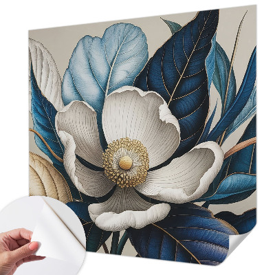 Peel and stick wall mural for living room with an elegant floral design