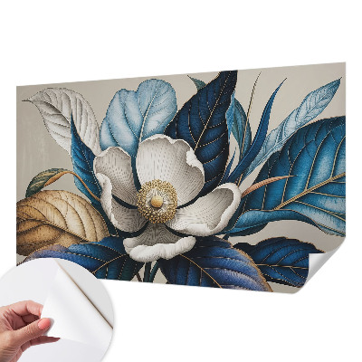 Peel and stick wall mural for living room with an elegant floral design