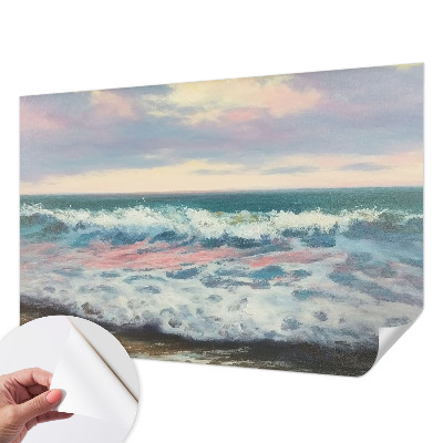 Peel and stick wall mural with a seascape design for bedroom walls