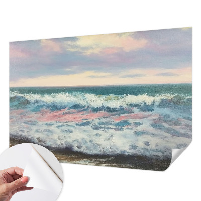 Peel and stick wall mural with a seascape design for bedroom walls
