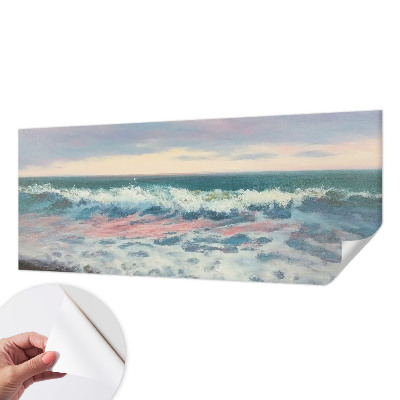 Peel and stick wall mural with a seascape design for bedroom walls