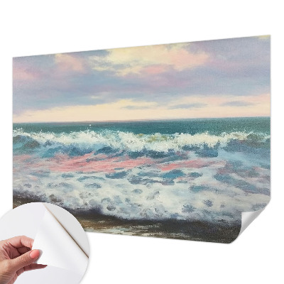 Peel and stick wall mural with a seascape design for bedroom walls
